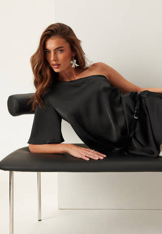 Asymmetric Satin Blouse