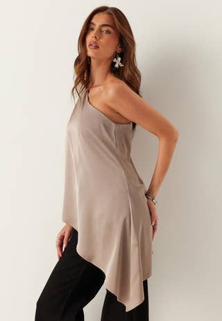 Asymmetric Satin Blouse