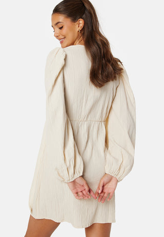 Balloon Sleeve Structured Wrap Dress