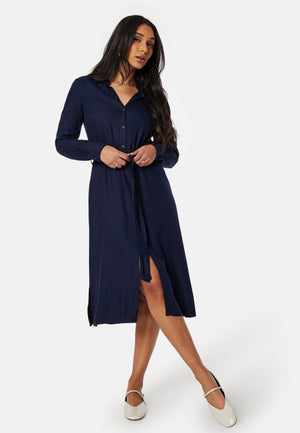Belted L/S Viscose Shirt Dress