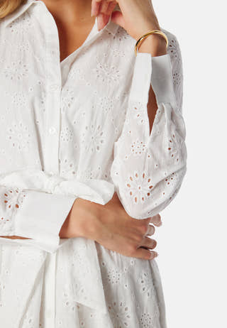 Belted Broderie Anglaise Shirt Dress