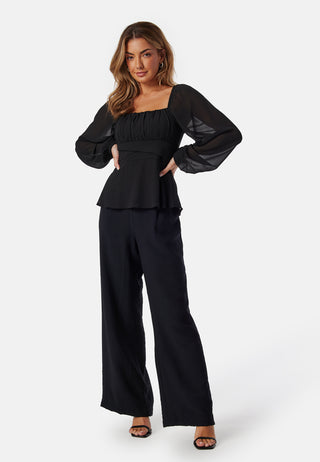 Square Neck L/S Georgette Blouse