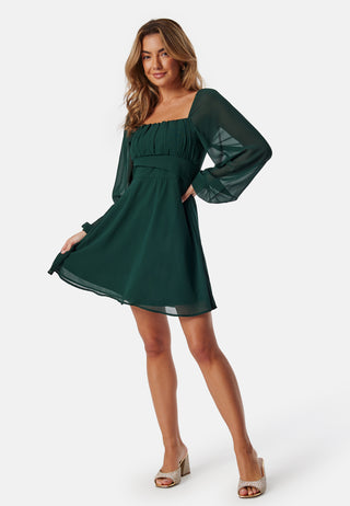 Square Neck L/S Georgette Dress