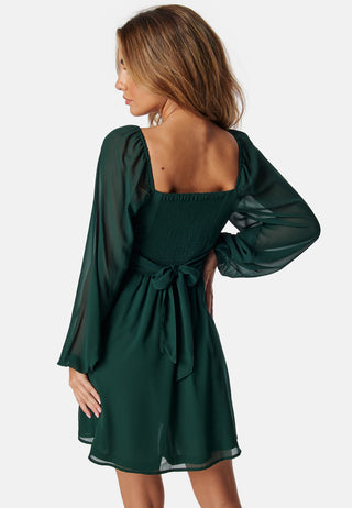 Square Neck L/S Georgette Dress