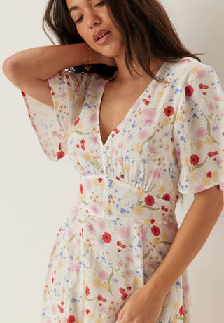 Butterfly Sleeve Viscose Maxi Dress