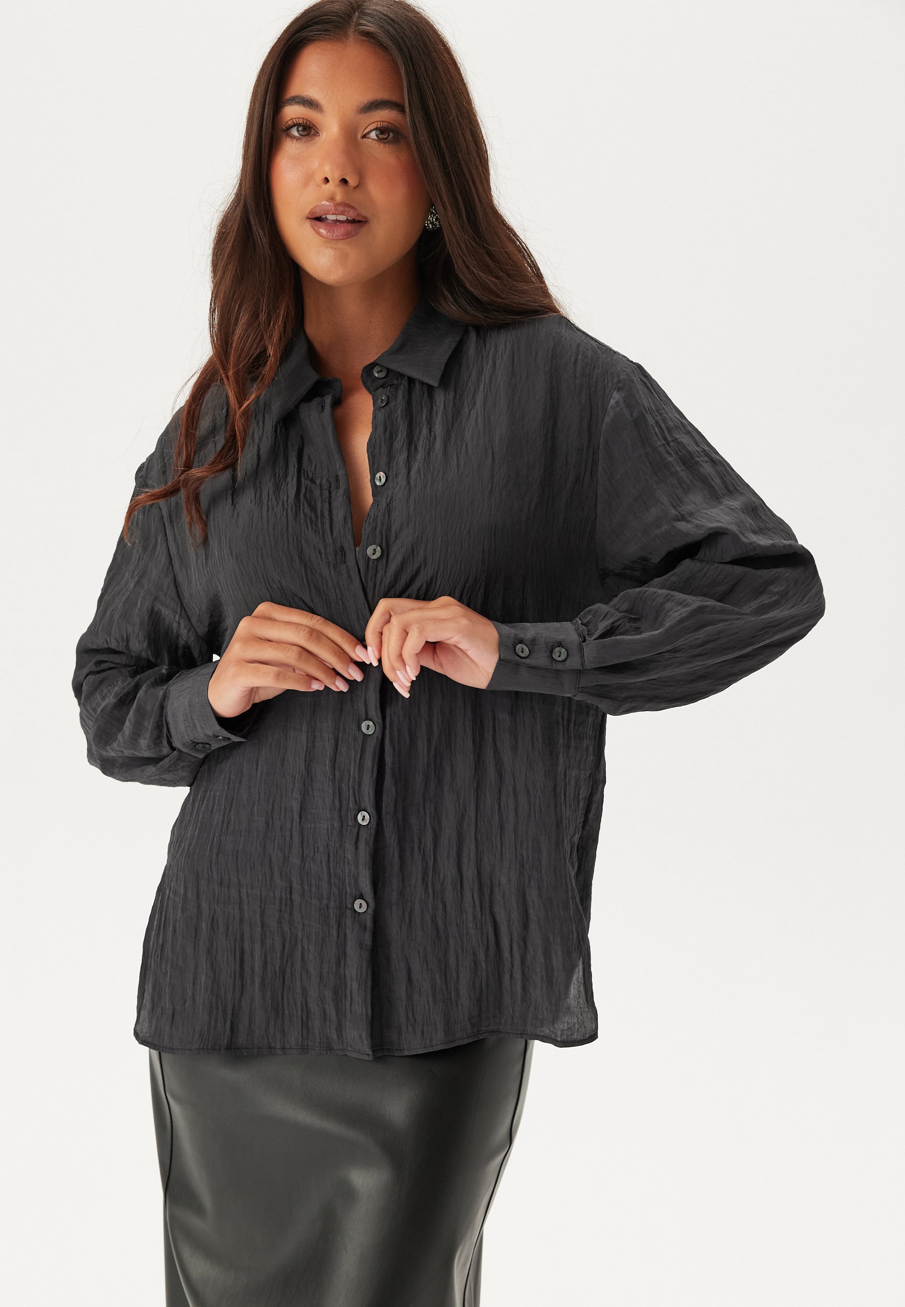 Bubbleroom Button Structure Shirt Blouses & shirts Grey Bubbleroom Button Structure Shirt Blouses & shirts Grey