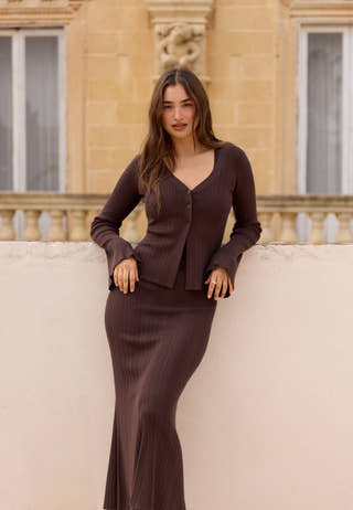 Knitted V-neck Dress