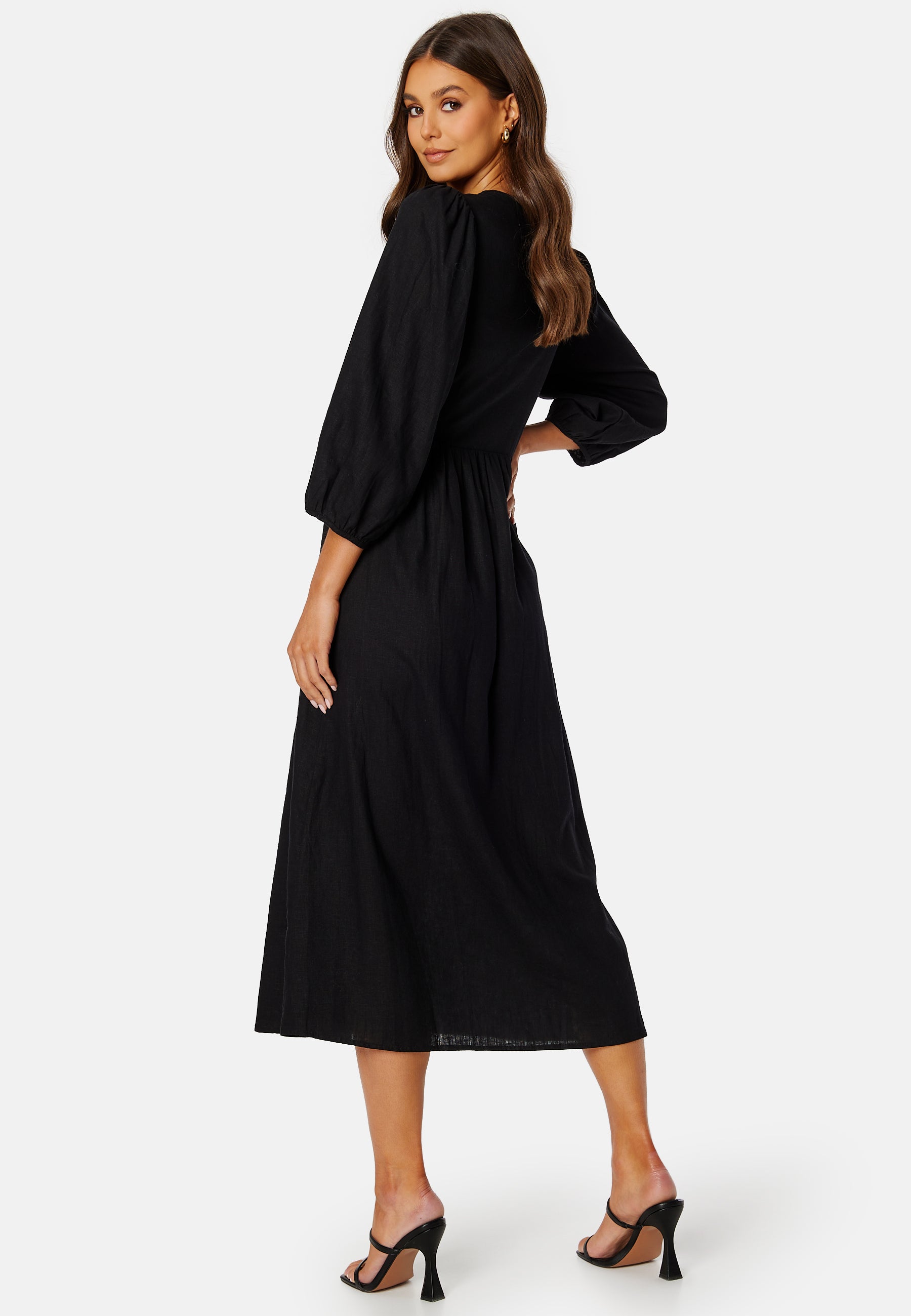 Bubbleroom – CC Linen wrap dress – campaign-outlet – Black