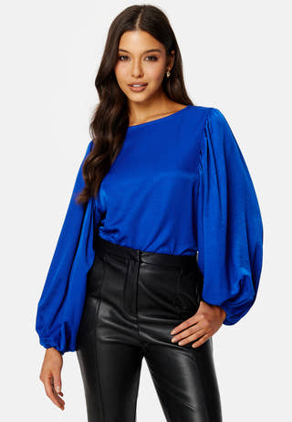 Round Neck Balloon Sleeve Blouse