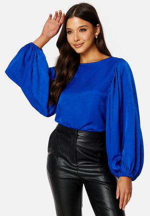 Round Neck Balloon Sleeve Blouse