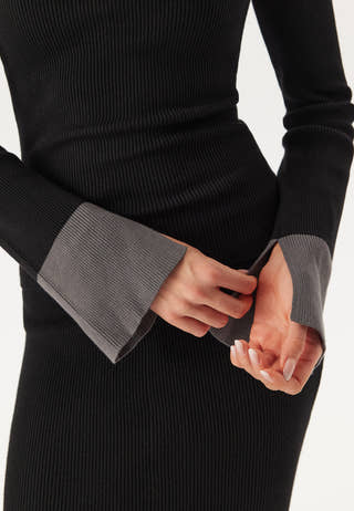 Contrast Rib Knitted Top