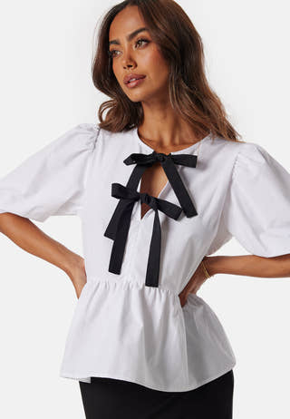 Contrast Bow Blouse
