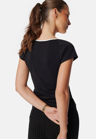 Contrast Cap Sleeve Top