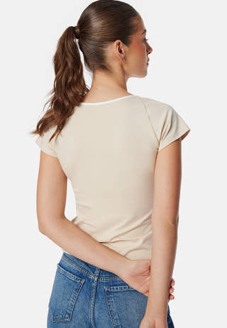 Contrast Cap Sleeve Top