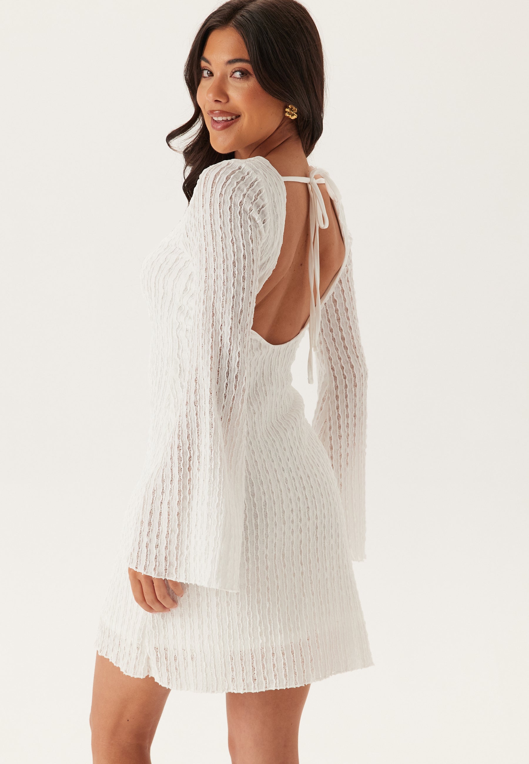 Bubbleroom Deep Back Short Structured Dress Dresses White Bubbleroom Deep Back Short Structured Dress Dresses White