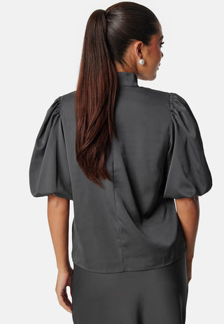 Chimney Collar Puff Sleeve Blouse