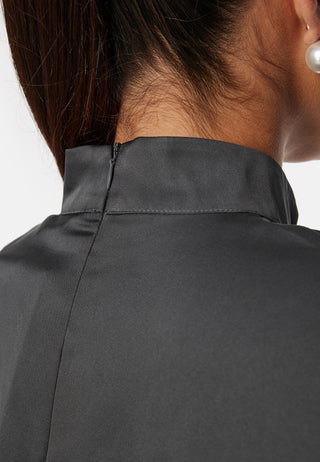 Chimney Collar Puff Sleeve Blouse