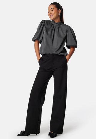 Chimney Collar Puff Sleeve Blouse