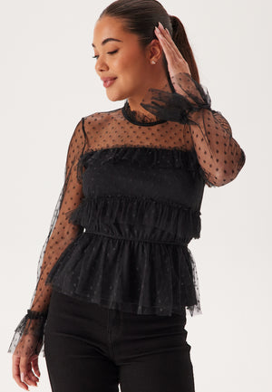 Dotted Mesh L/S Blouse