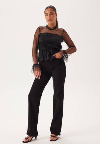 Dotted Mesh L/S Blouse