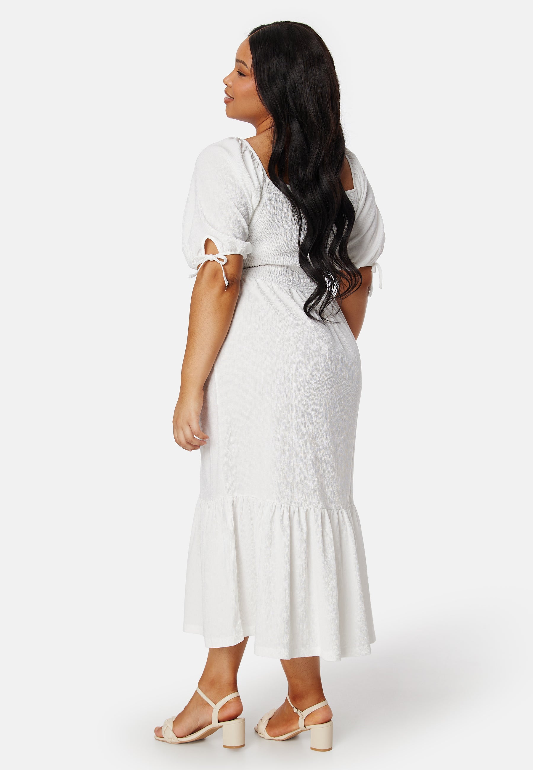 white midi smock dress Bubbleroom – Short Sleeve Smock Dress – + SIZES – White