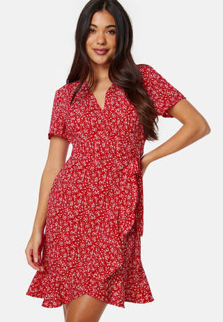 Flounce Short Wrap Dress