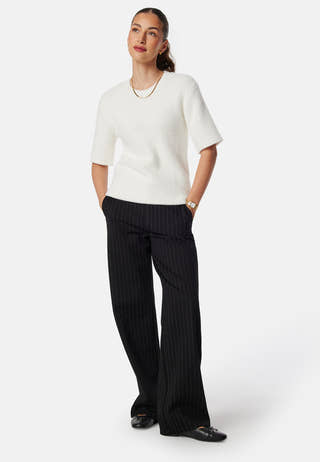 Fluffy Knitted Short Sleeve Sweater
