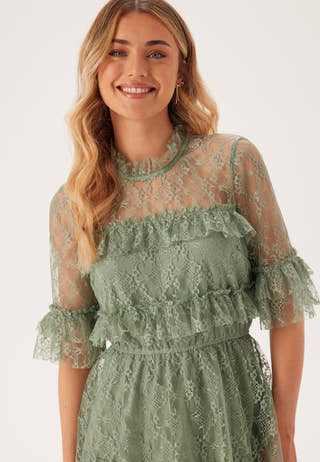 Frill Lace Midi  Dress