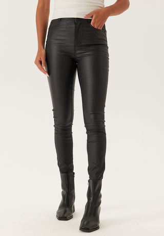 High Waist Slim Coated Jeans
