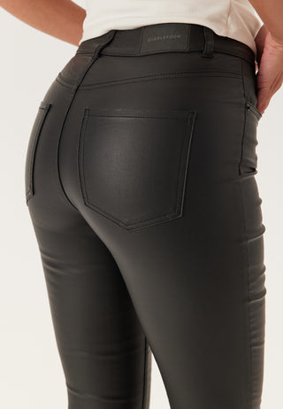 High Waist Slim Coated Jeans