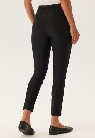 High Waist Stretchy Cropped Slit Trousers