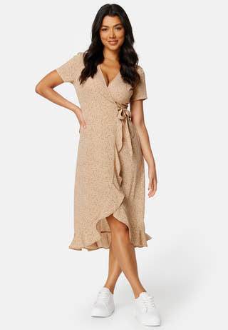 Flounce Midi Wrap Dress