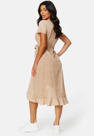 Flounce Midi Wrap Dress