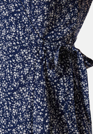 Flounce Midi Wrap Dress