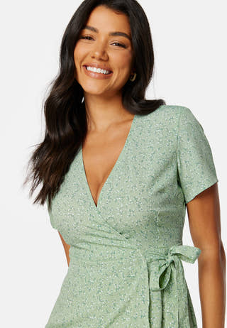 Flounce Midi Wrap Dress