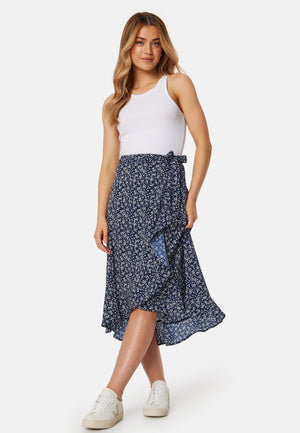 Flounce Midi Wrap Skirt
