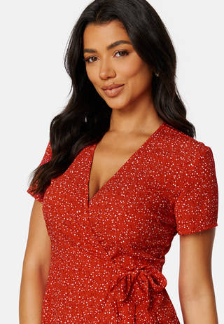 Flounce Short Wrap Dress