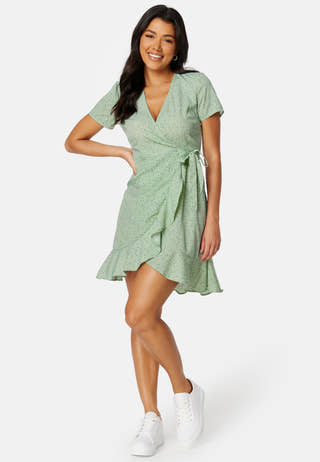 Flounce Short Wrap Dress