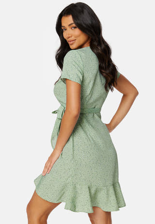 Flounce Short Wrap Dress