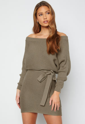 Imani knitted off shoulder dress