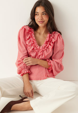 Jersey  Frill Peplum Blouse