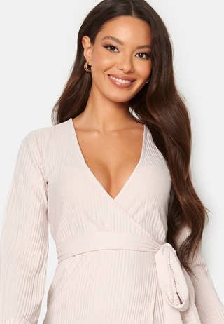 Pleated Wrap Midi Dress