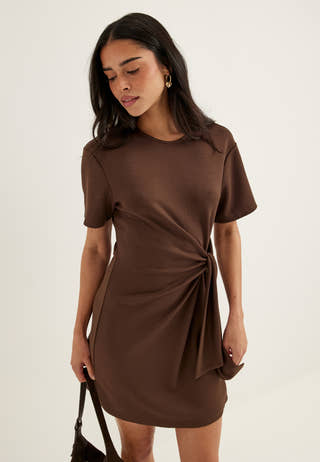 bubbleroom-knot-tee-dress-brown