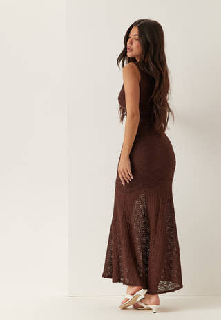 Bubbleroom Lace Maxi Dress Brown Brown Bubbleroom Lace Maxi Dress Brown Brown