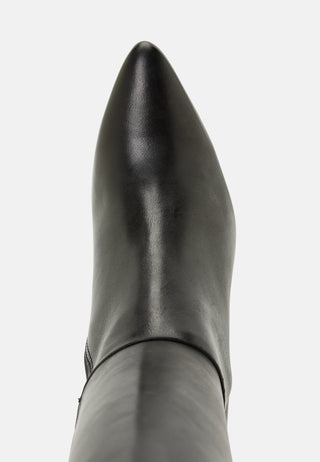 Leather Pointy High Heeled Boots