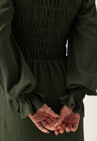 Structure Long Sleeve Midi Dress