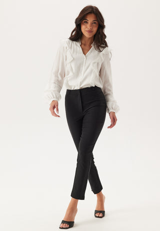 High Waist Stretchy Ankle Slit Trousers