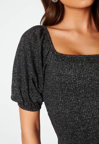 Marlowe puff sleeve sparkling top