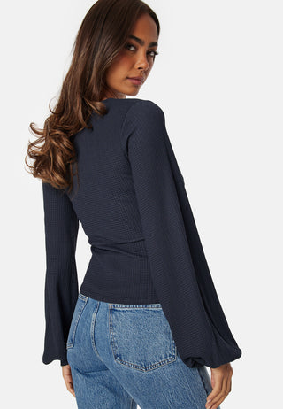 V-neck Puff Sleeve L/S Top