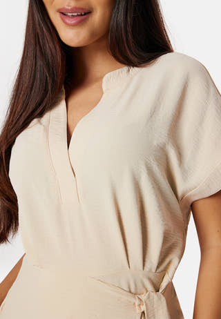 V-neck Short Sleeve Wrap Dress